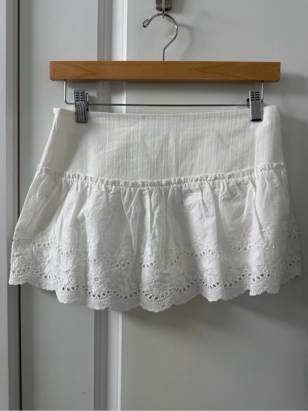 Altar'd State White Eyelet Ruffle Skirt